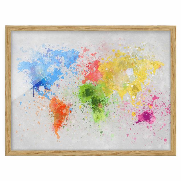Tableaux mappemonde Splodges colorés Carte du monde