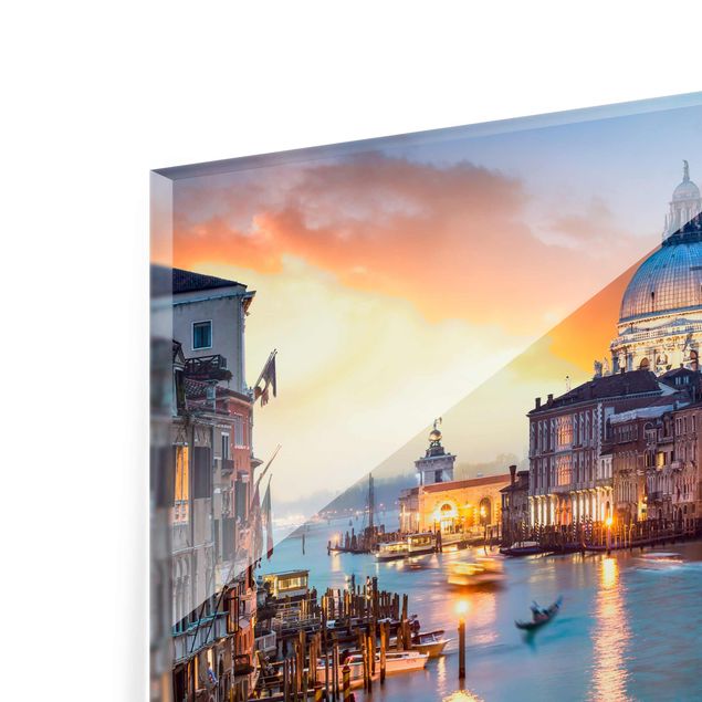 Tableaux en verre architecture & skyline Coucher de soleil à Venise
