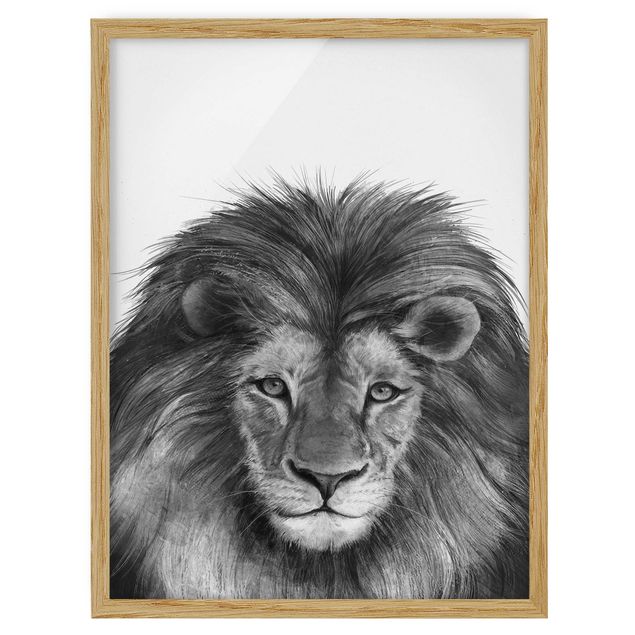 Tableaux encadrés animaux Illustration Lion Monochrome Peinture