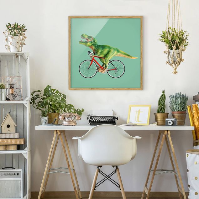 Déco murale cuisine Dinosaure avec bicyclette