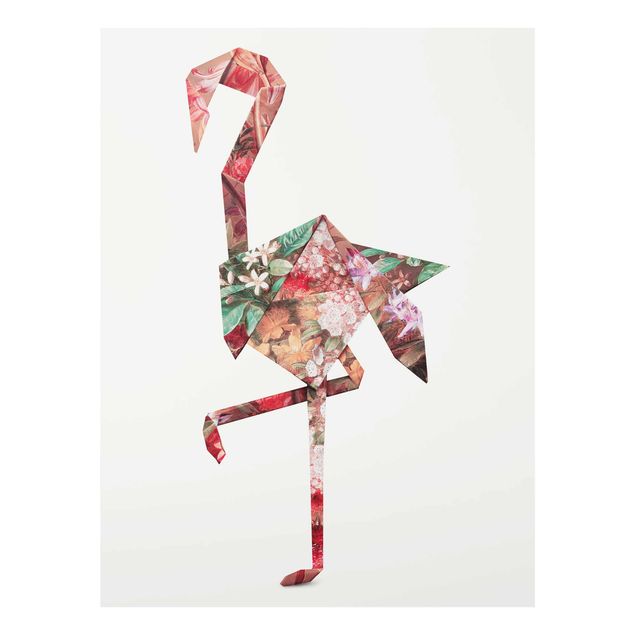 Tableaux rose Origami Flamingo