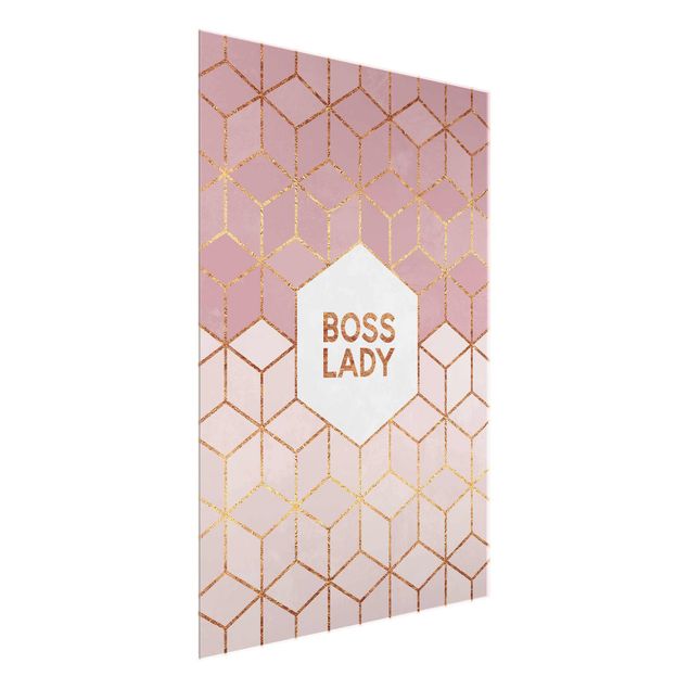 Tableaux en verre abstraits Boss Lady Hexagones en Rose