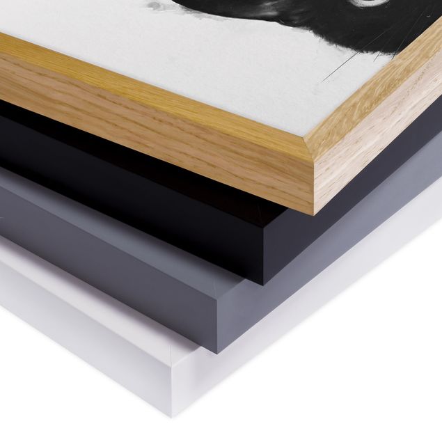 Tableaux moderne Illustration Chat Noir sur Peinture Blanche