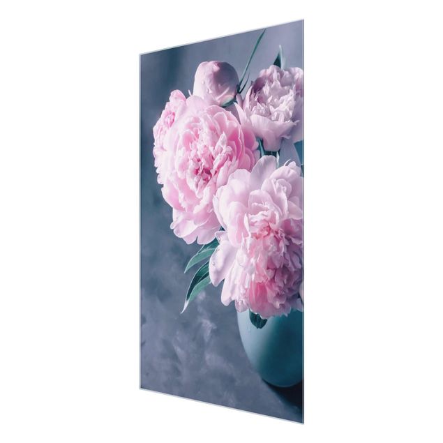 Tableau fleurs Vase avec Pivoine Rose Pâle Shabby