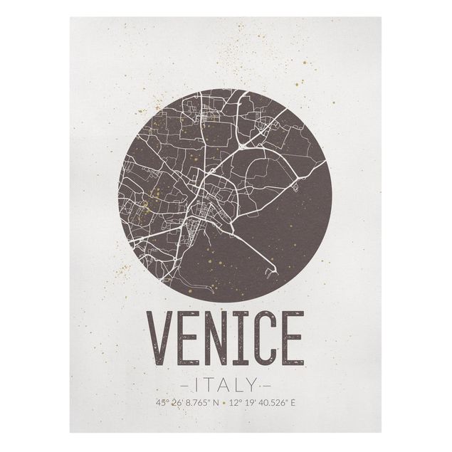 Tableaux carte du monde Plan de la ville de Venise - Rétro