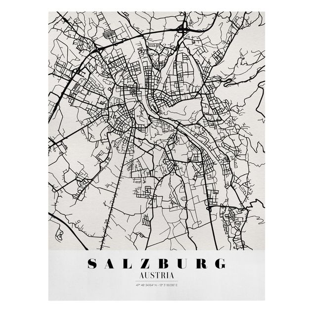 Tableaux noir et blanc Plan de ville de Salzbourg - Classique