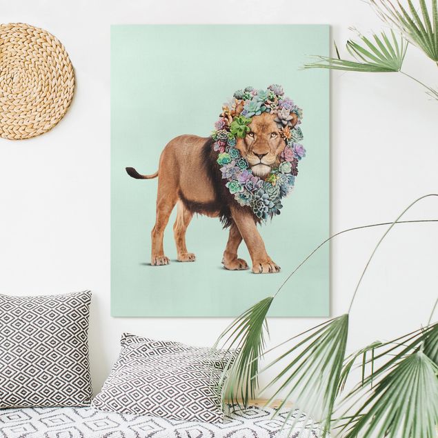 Déco murale cuisine Lion avec Succulents