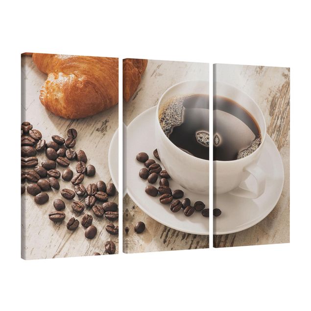 Tableaux moderne Tasse de café à la vapeur avec des grains de café