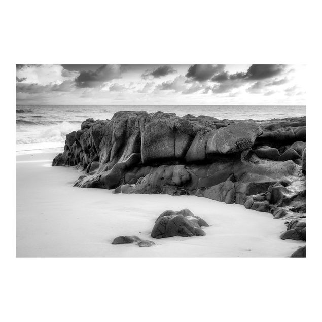 Papier peint panoramique paysage Rock On The Beach Black And White