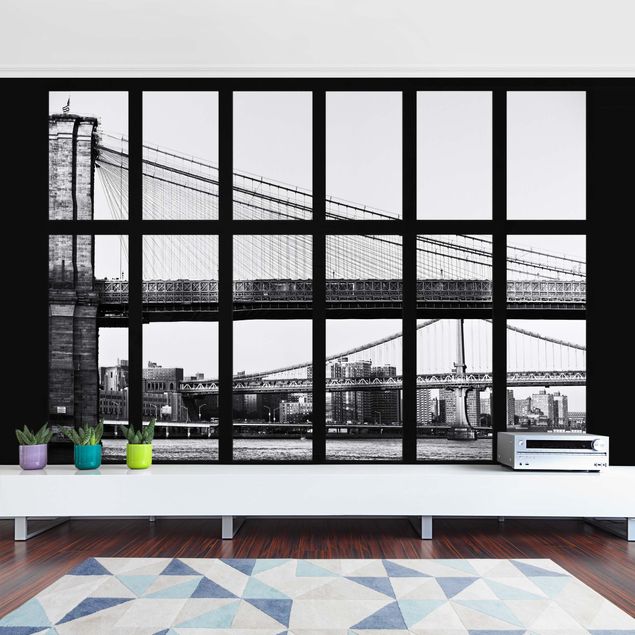 Papier peint moderne Fenêtre Ponts New York