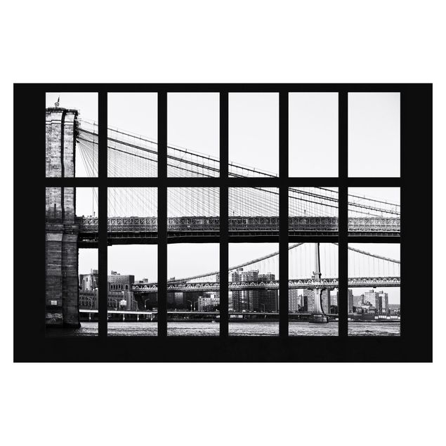 Papier peint panoramique Fenêtre Ponts New York