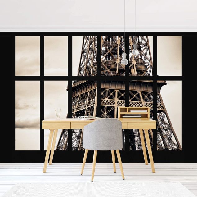 Tapisserie moderne Fenêtre Tour Eiffel Paris