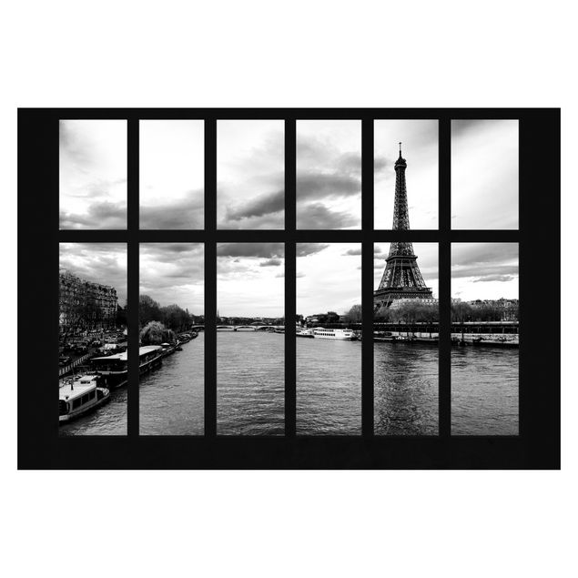 papier peint xxl Fenêtre Tour Eiffel Seine Paris