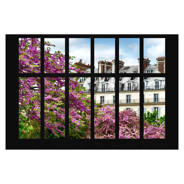 Papier peint panoramique Fenêtre Printemps Paris
