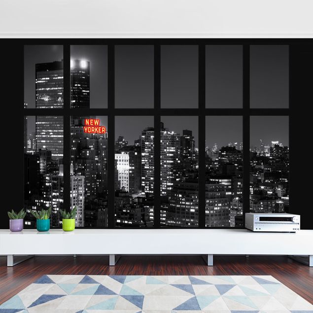 Papier peint moderne Fenêtre New York Night Skyline