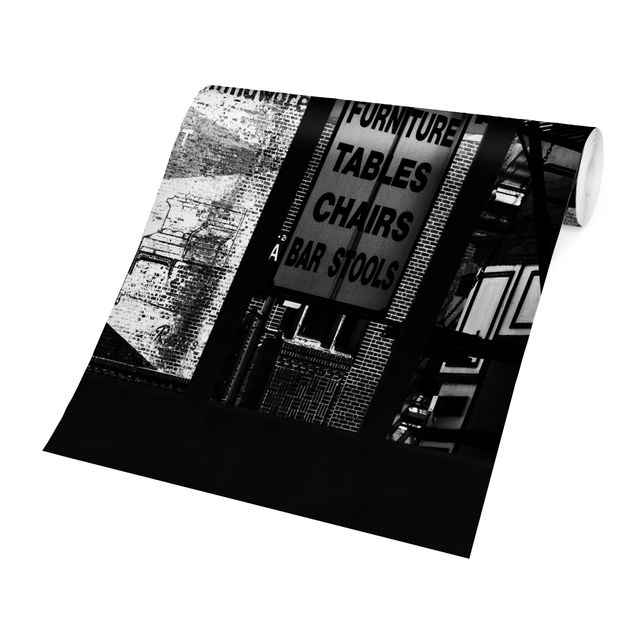 Papier peint panoramique Fenêtre View American Building Facade In Black And White