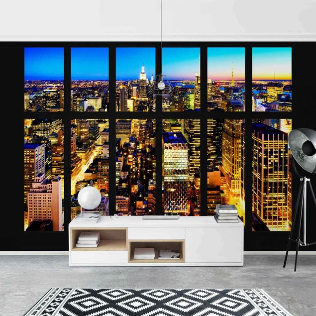 Papiers peints New York Window View Manhattan Skyline At Night