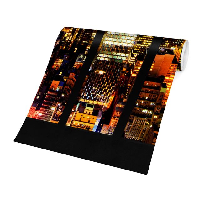 Papier peint moderne Window View Manhattan Skyline At Night