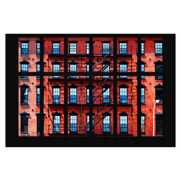 Papier peint - Window View Red American Facade