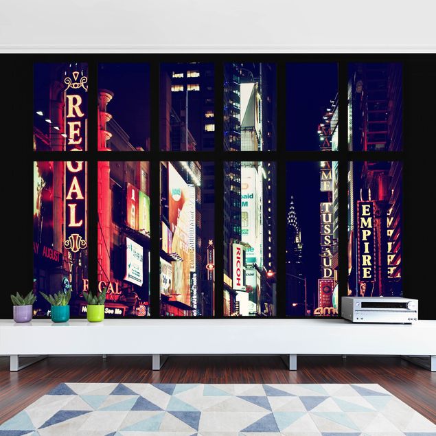 Papiers peints modernes Vue de la fenêtre de Times Square la nuit
