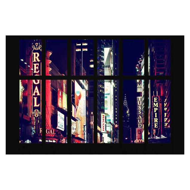 tapisserie panoramique Vue de la fenêtre de Times Square la nuit