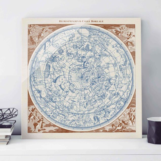 Déco mur cuisine Carte des étoiles vintage de l'hémisphère Nord