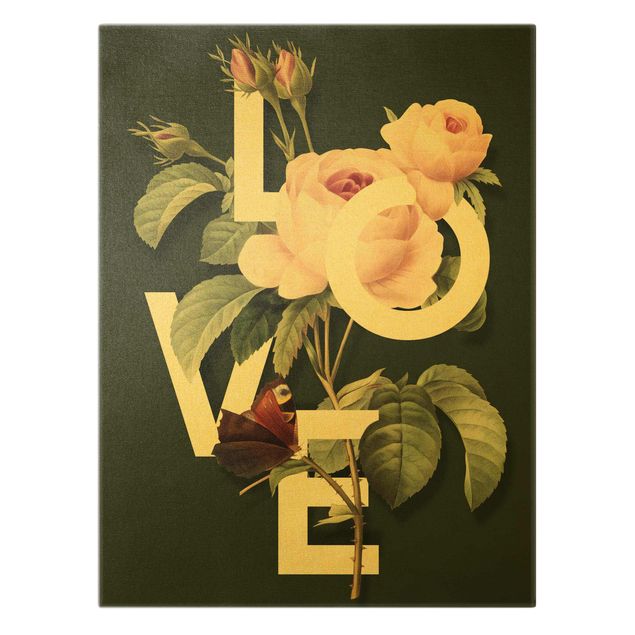 Tableau amour Typographie Florale - Amour