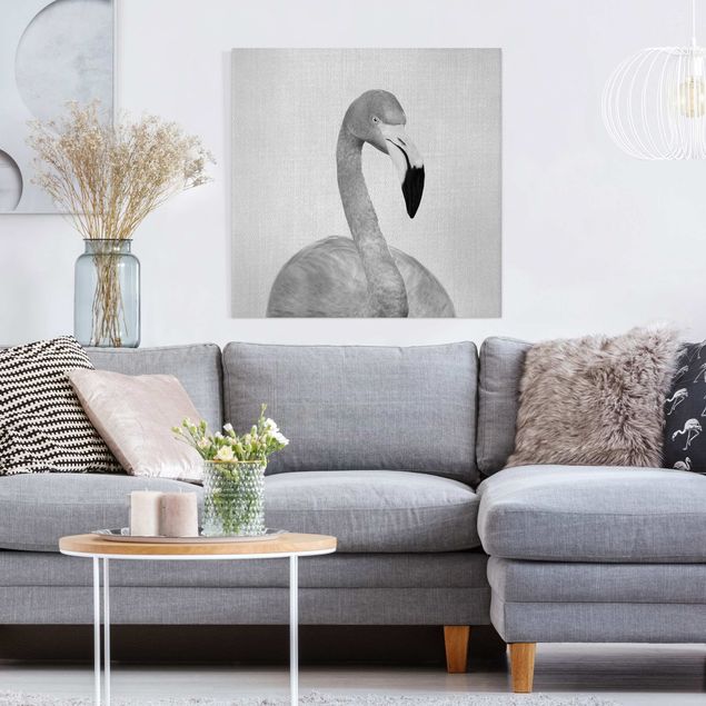 Tableaux oiseaux sur toile Flamant Fabian Noir et Blanc