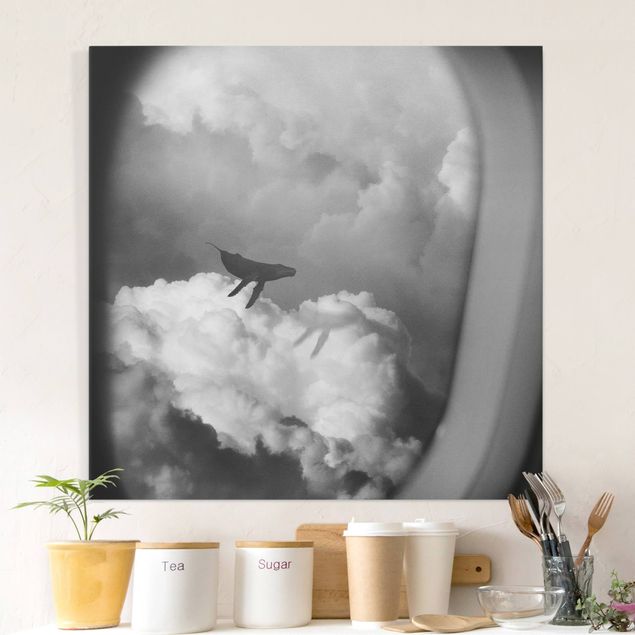 Tableau poissons Baleine volante dans les nuages
