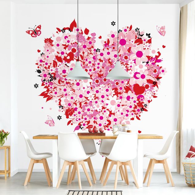 Papier peint moderne Floral Retro Heart