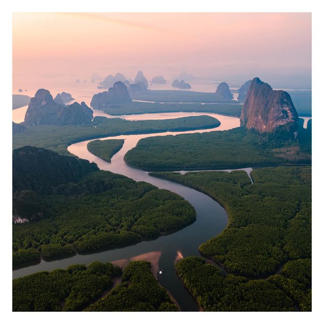 tapisserie panoramique Paysage de rivière en Thaïlande