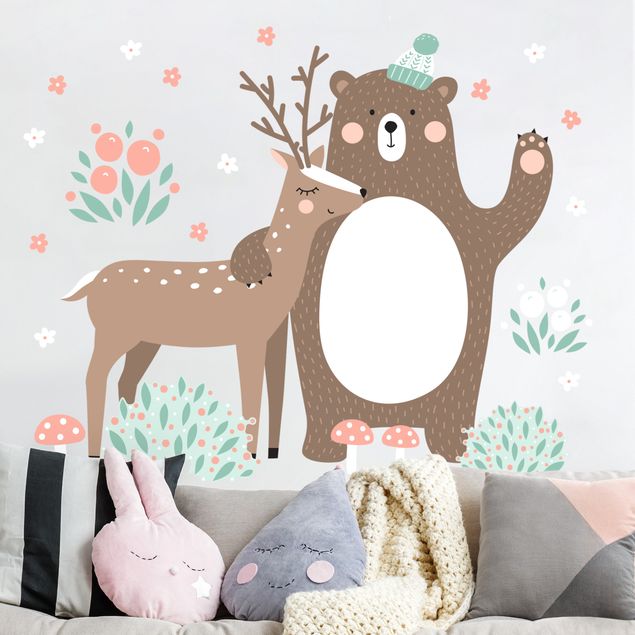 Sticker mural - Forest Friends with Bear and deer