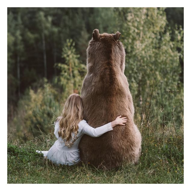 Papier peint - Girl With Brown Bear