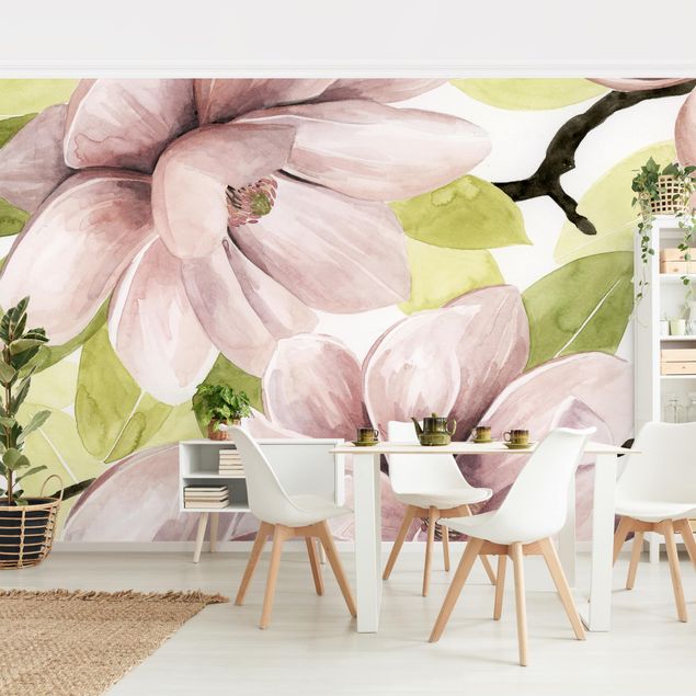 Papier peint fleurs Magnolia Blushing II