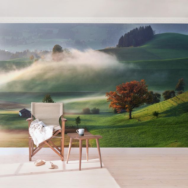 Papier peint moderne Journée brumeuse d'automne en Suisse