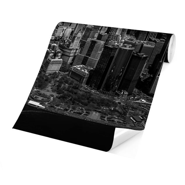 Papier peint panoramique noir et blanc New York - Manhattan vu du ciel