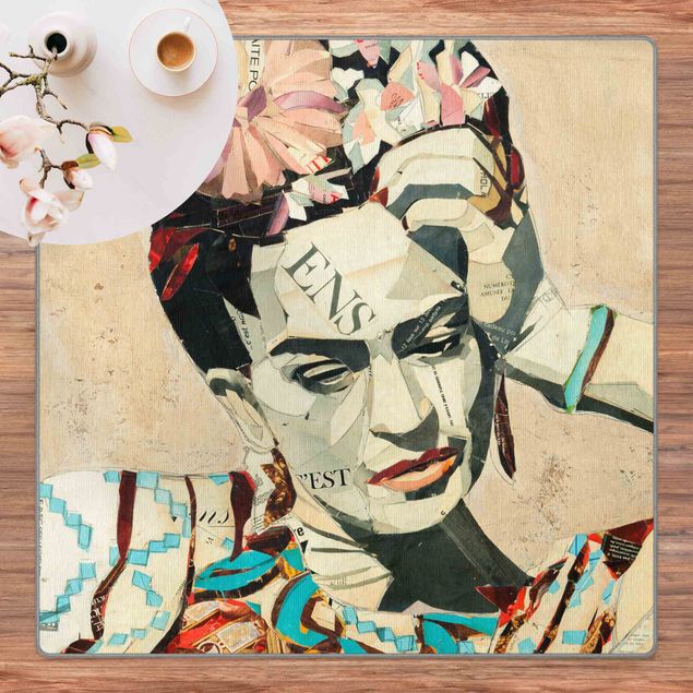 tapis couleur crème Frida Kahlo - Collage No.1