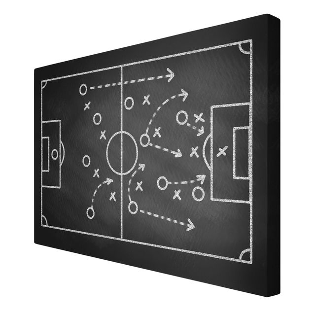 Tableaux noir et blanc Football Strategy On Blackboard