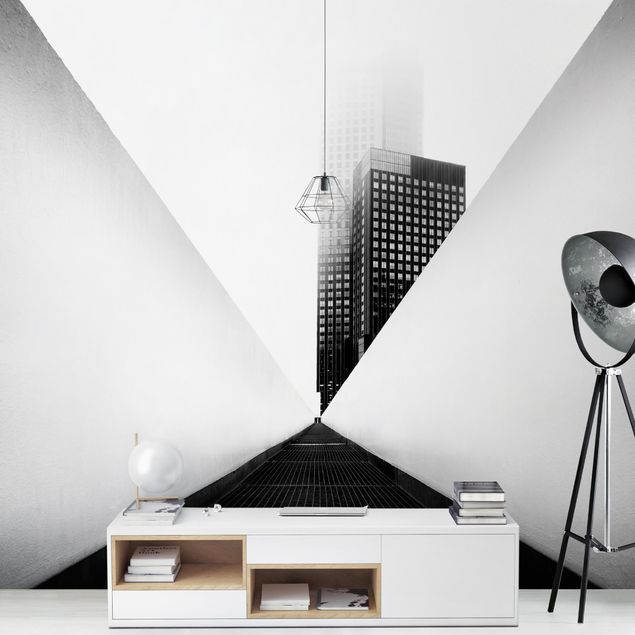 Papiers peints industriels Geometrical Architecture Study Black And White