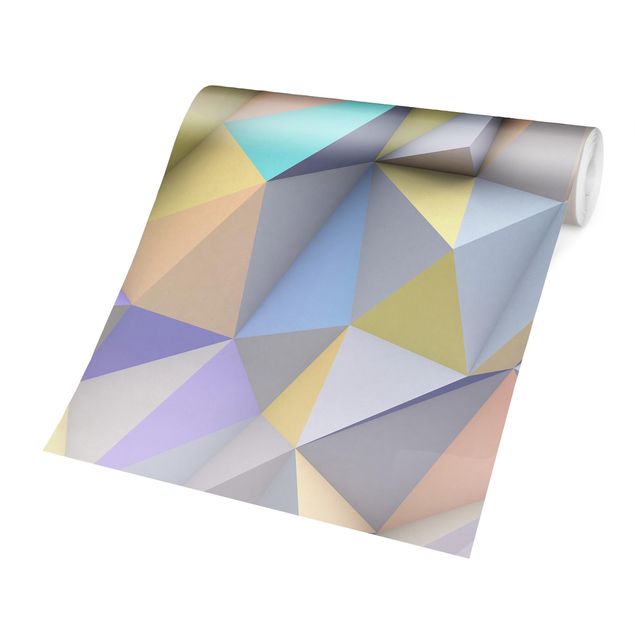 Papier peint moderne Triangles géométriques pastel en 3D