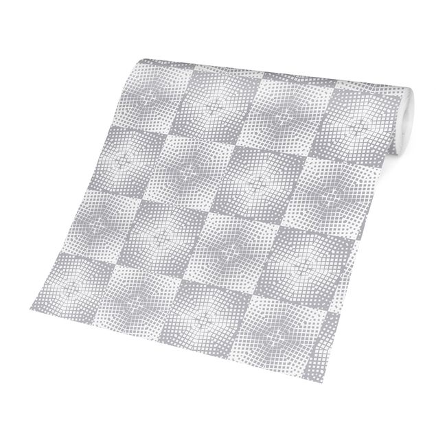 Papier peint gris Geometrical Tile Pattern In Grey