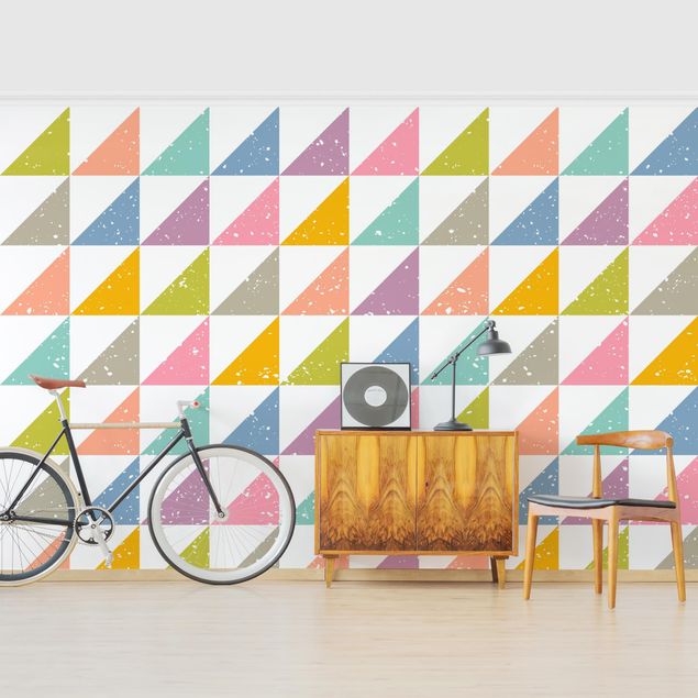 Papier peint motif geometrique Geometrical Pattern With Triangles Colourful