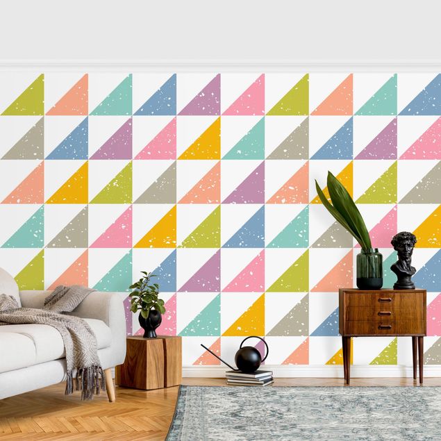 Papier peint rétro Geometrical Pattern With Triangles Colourful