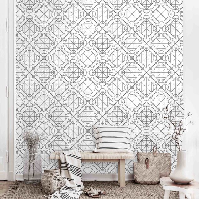 Déco murale cuisine Geometrical Pattern With Circles And Rhombuses In Grey