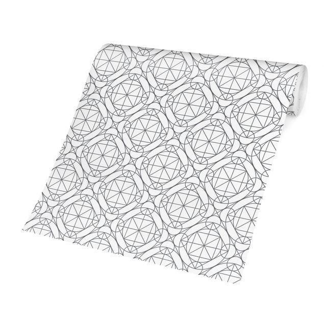 Papier peint panoramique noir et blanc Geometrical Pattern With Circles And Rhombuses In Grey