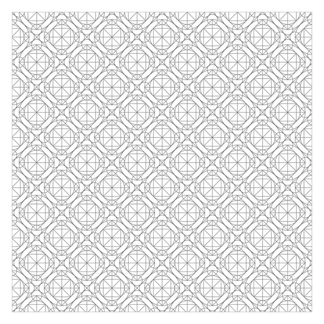 tapisserie panoramique Geometrical Pattern With Circles And Rhombuses In Grey