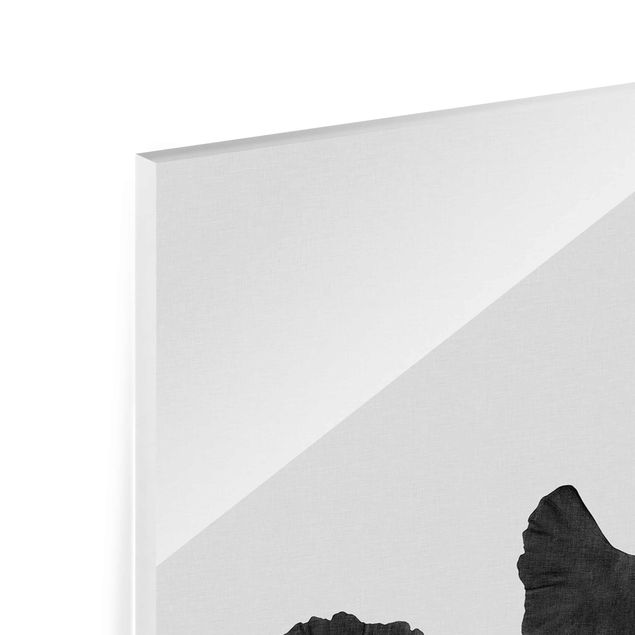 Tableaux en verre magnétique Composition de Ginkgo en noir et blanc