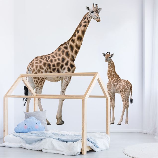 Papier peint panoramique girafe Mère et enfant girafe