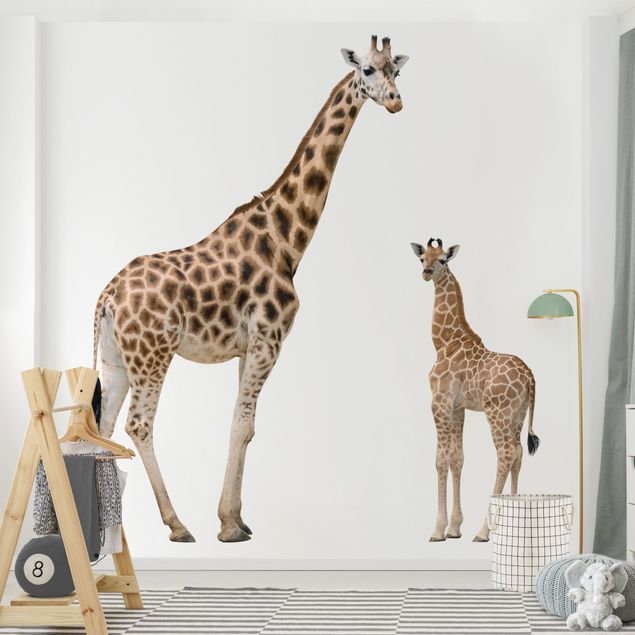Tapisserie animaux Mère et enfant girafe