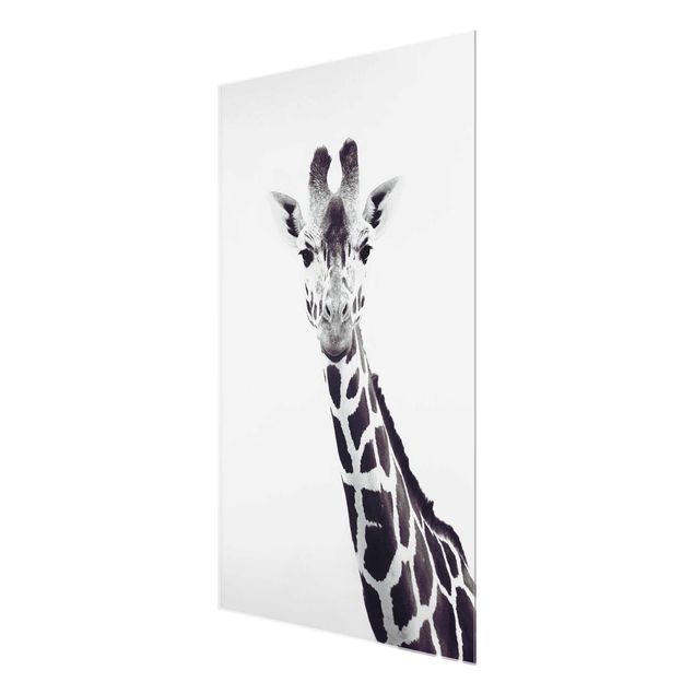 Tableaux noir et blanc Portrait de girafe en noir et blanc